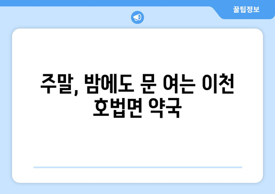 경기도 이천시 호법면 24시간 토요일 일요일 휴일 공휴일 야간 약국