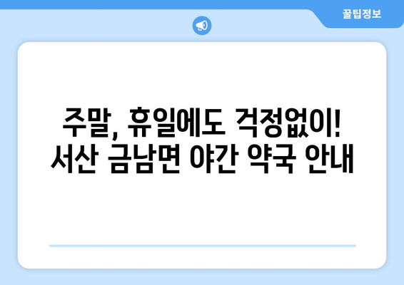 충청남도 서산시 금남면 24시간 토요일 일요일 휴일 공휴일 야간 약국