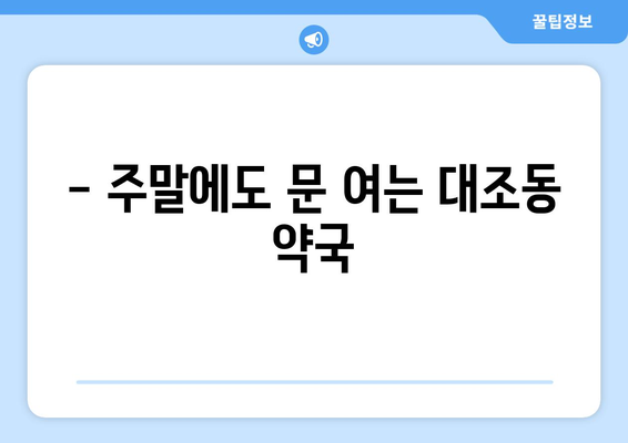 서울시 은평구 대조동 24시간 토요일 일요일 휴일 공휴일 야간 약국