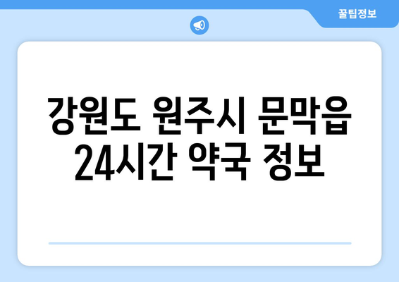 강원도 원주시 문막읍 24시간 토요일 일요일 휴일 공휴일 야간 약국