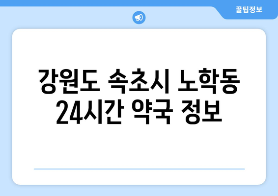 강원도 속초시 노학동 24시간 토요일 일요일 휴일 공휴일 야간 약국