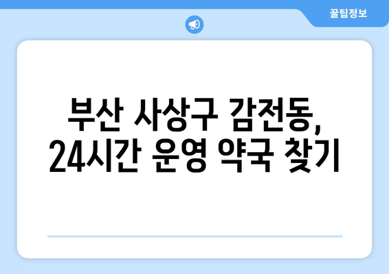 부산시 사상구 감전동 24시간 토요일 일요일 휴일 공휴일 야간 약국