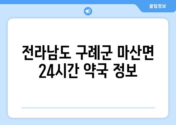 전라남도 구례군 마산면 24시간 토요일 일요일 휴일 공휴일 야간 약국