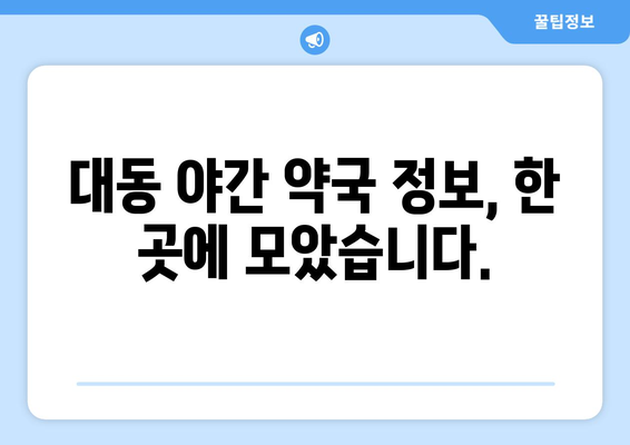 대전시 동구 대동 24시간 토요일 일요일 휴일 공휴일 야간 약국