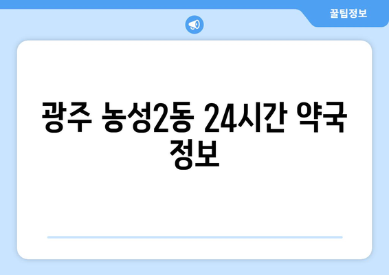 광주시 서구 농성2동 24시간 토요일 일요일 휴일 공휴일 야간 약국