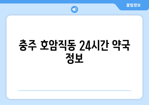 충청북도 충주시 호암직동 24시간 토요일 일요일 휴일 공휴일 야간 약국