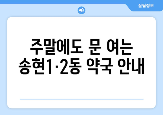 인천시 동구 송현1·2동 24시간 토요일 일요일 휴일 공휴일 야간 약국