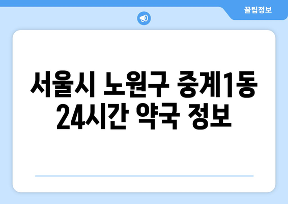 서울시 노원구 중계1동 24시간 토요일 일요일 휴일 공휴일 야간 약국