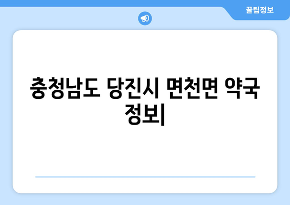 충청남도 당진시 면천면 24시간 토요일 일요일 휴일 공휴일 야간 약국