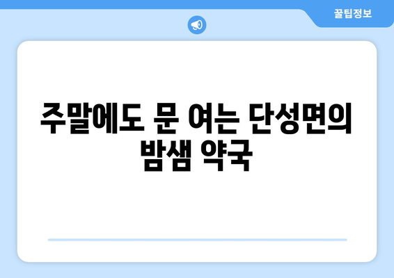 경상남도 산청군 단성면 24시간 토요일 일요일 휴일 공휴일 야간 약국