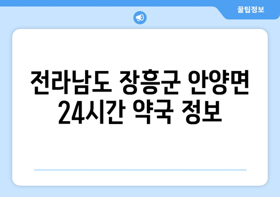 전라남도 장흥군 안양면 24시간 토요일 일요일 휴일 공휴일 야간 약국