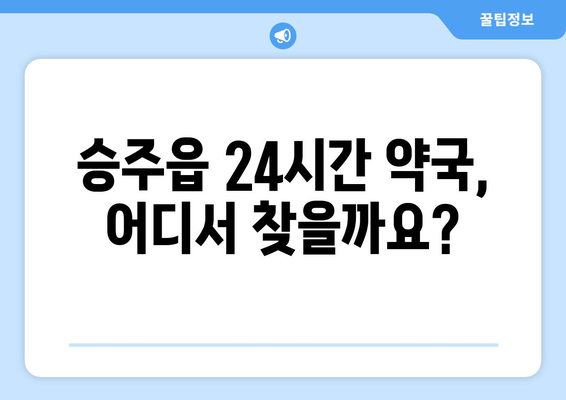 전라남도 순천시 승주읍 24시간 토요일 일요일 휴일 공휴일 야간 약국