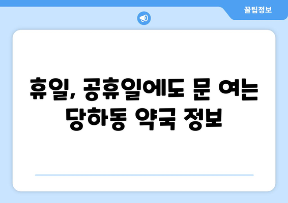 인천시 서구 당하동 24시간 토요일 일요일 휴일 공휴일 야간 약국