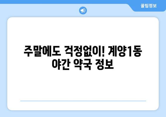 인천시 계양구 계양1동 24시간 토요일 일요일 휴일 공휴일 야간 약국