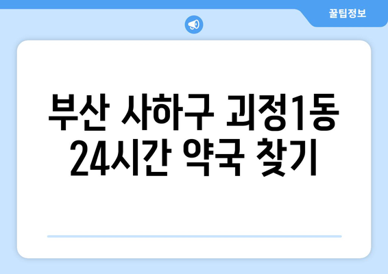 부산시 사하구 괴정1동 24시간 토요일 일요일 휴일 공휴일 야간 약국