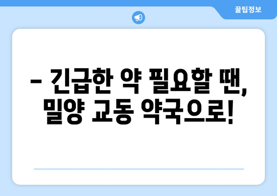 경상남도 밀양시 교동 24시간 토요일 일요일 휴일 공휴일 야간 약국