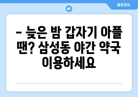 서울시 강남구 삼성1동 24시간 토요일 일요일 휴일 공휴일 야간 약국