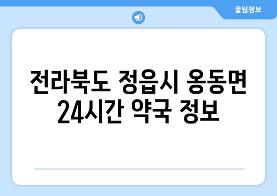 전라북도 정읍시 옹동면 24시간 토요일 일요일 휴일 공휴일 야간 약국