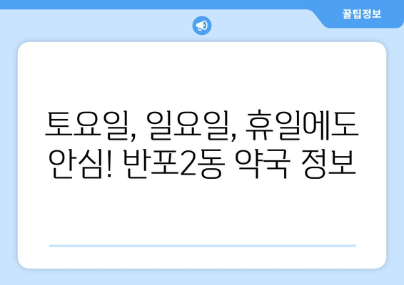 서울시 서초구 반포2동 24시간 토요일 일요일 휴일 공휴일 야간 약국