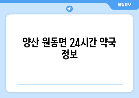 경상남도 양산시 원동면 24시간 토요일 일요일 휴일 공휴일 야간 약국