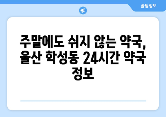 울산시 중구 학성동 24시간 토요일 일요일 휴일 공휴일 야간 약국