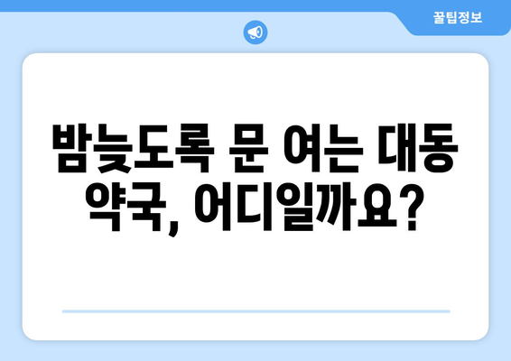 대전시 동구 대동 24시간 토요일 일요일 휴일 공휴일 야간 약국