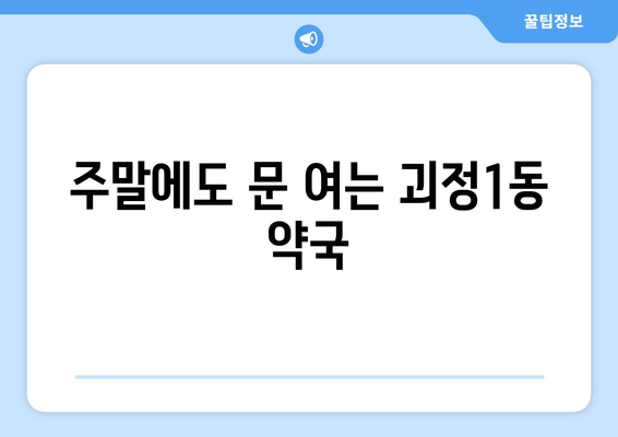 부산시 사하구 괴정1동 24시간 토요일 일요일 휴일 공휴일 야간 약국