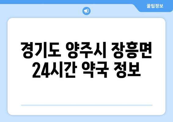 경기도 양주시 장흥면 24시간 토요일 일요일 휴일 공휴일 야간 약국