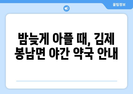 전라북도 김제시 봉남면 24시간 토요일 일요일 휴일 공휴일 야간 약국