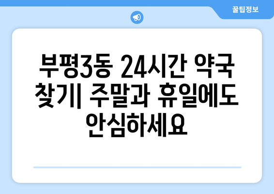 인천시 부평구 부평3동 24시간 토요일 일요일 휴일 공휴일 야간 약국