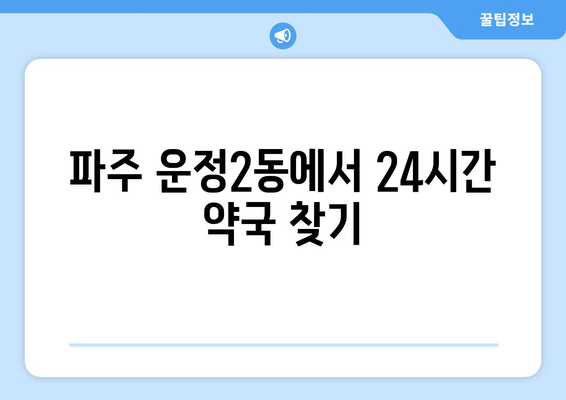 경기도 파주시 운정2동 24시간 토요일 일요일 휴일 공휴일 야간 약국