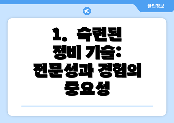 1.  숙련된 정비 기술: 전문성과 경험의 중요성