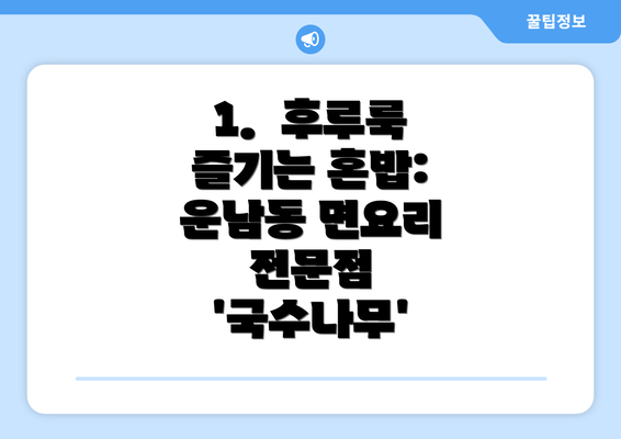 1.  후루룩 즐기는 혼밥:  운남동 면요리 전문점 '국수나무'