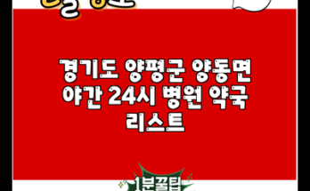 경기도 양평군 양동면 야간 24시 병원 약국 리스트