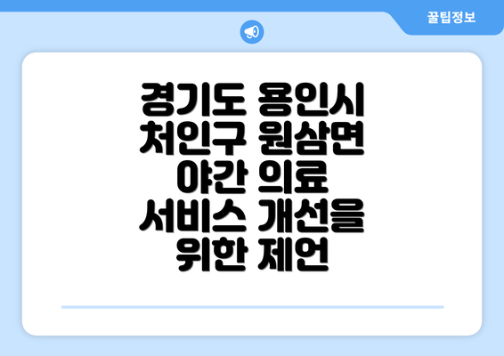 경기도 용인시 처인구 원삼면 야간 의료 서비스 개선을 위한 제언