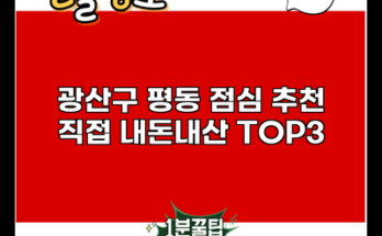 광산구 평동 점심 추천 직접 내돈내산 TOP3