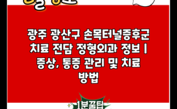 광주 광산구 손목터널증후군 치료 전담 정형외과 정보 | 증상, 통증 관리 및 치료 방법