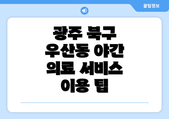 광주 북구 우산동 야간 의료 서비스 이용 팁