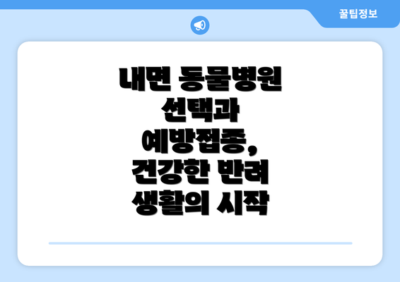 내면 동물병원 선택과 예방접종, 건강한 반려 생활의 시작