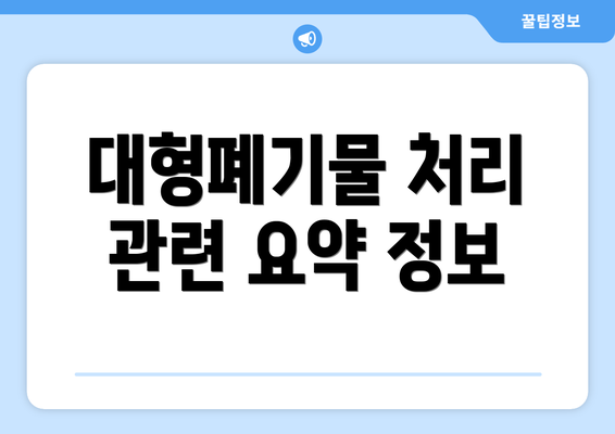 대형폐기물 처리 관련 요약 정보