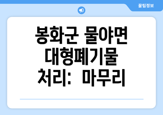 봉화군 물야면 대형폐기물 처리:  마무리