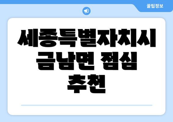 세종특별자치시 금남면 점심 추천