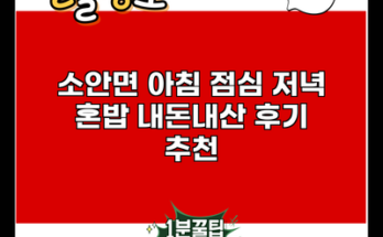 소안면 아침 점심 저녁 혼밥 내돈내산 후기 추천