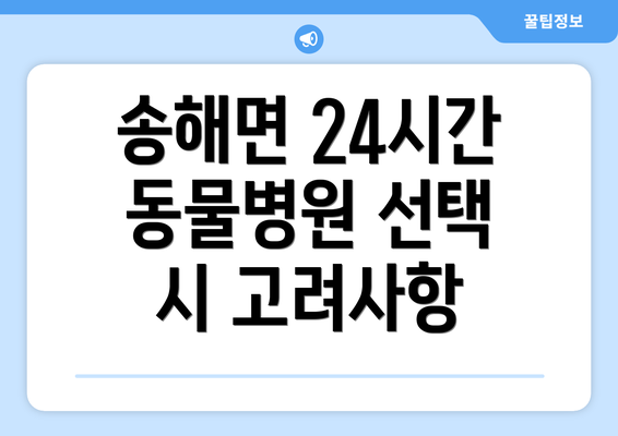 송해면 24시간 동물병원 선택 시 고려사항