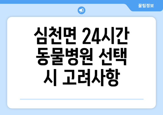 심천면 24시간 동물병원 선택 시 고려사항