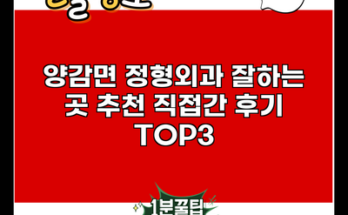 양감면 정형외과 잘하는 곳 추천 직접간 후기 TOP3