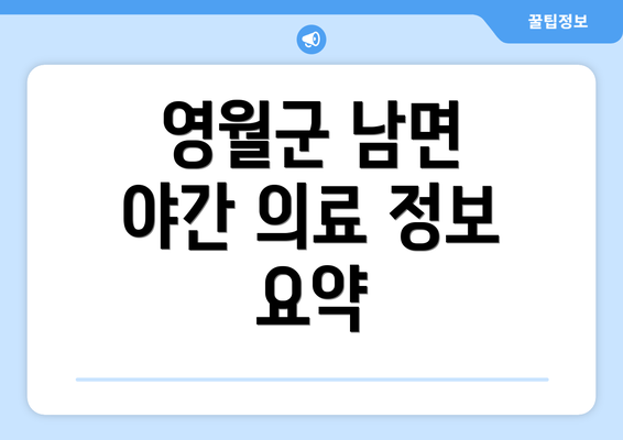 영월군 남면 야간 의료 정보 요약