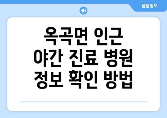 옥곡면 인근 야간 진료 병원 정보 확인 방법