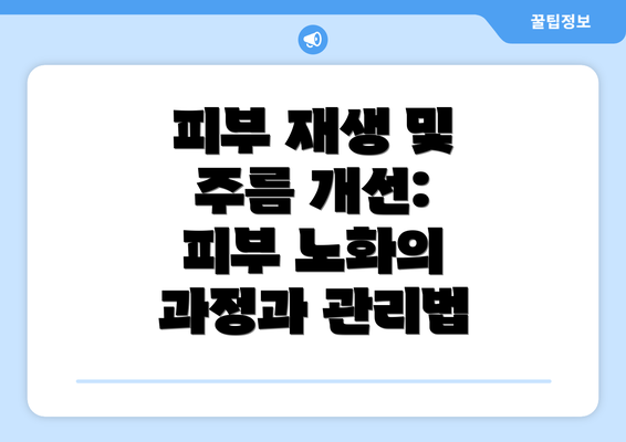 피부 재생 및 주름 개선:  피부 노화의 과정과 관리법