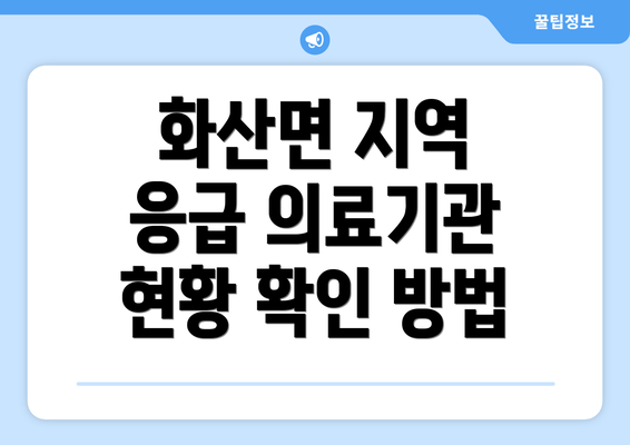 화산면 지역 응급 의료기관 현황 확인 방법